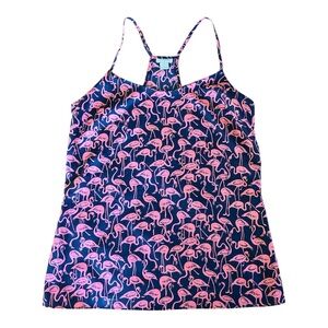 J. Crew Pink Flamingo Print Racerback Top